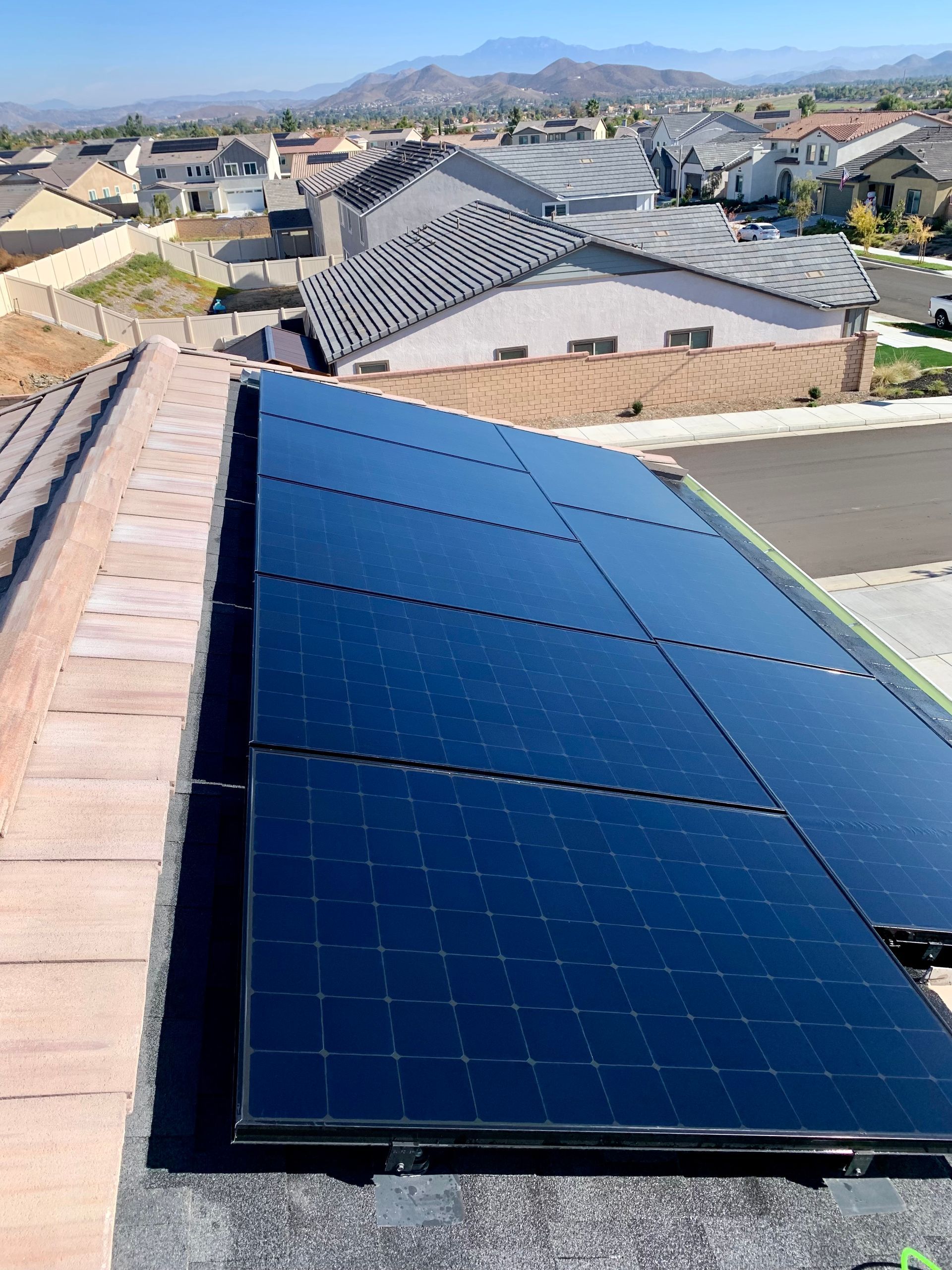 Professional solar panel cleaning results in Menifee CA - before and after comparison showing clean, efficient solar panels